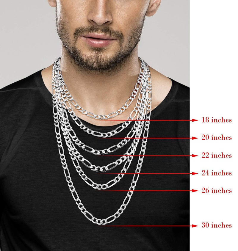 Miabella Italian 925 Sterling Silver 7mm Solid Diamond-Cut Figaro Link Chain Necklace for Men, Made in Italy(Length 22 Inches) - Image 5